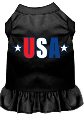 Usa Star Screen Print Dress Black Lg (14)