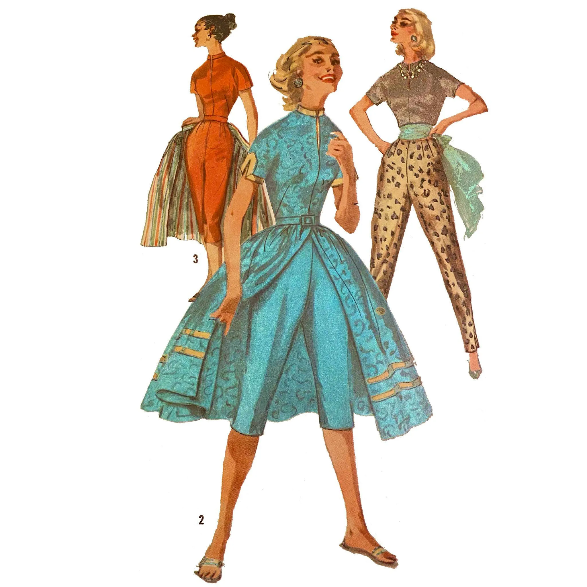 Vintage 1950s Sewing Pattern – Pants, Blouse & Over-skirt Set - Bust 34” (86.4cm)