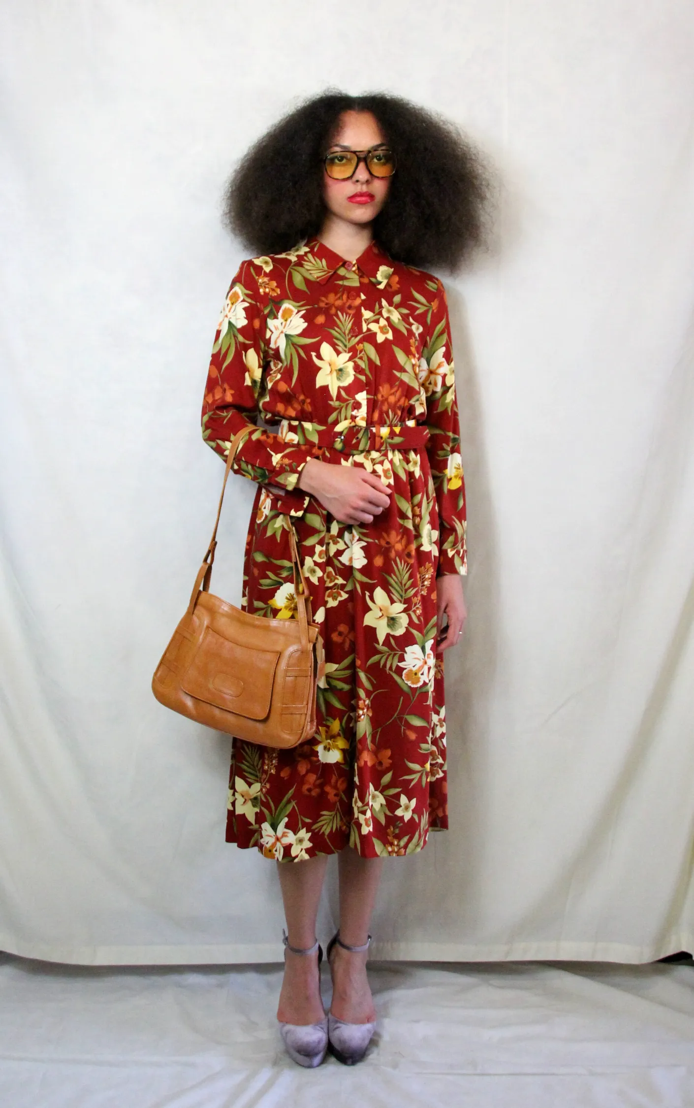 Vintage 1970's Floral Shirt Dress