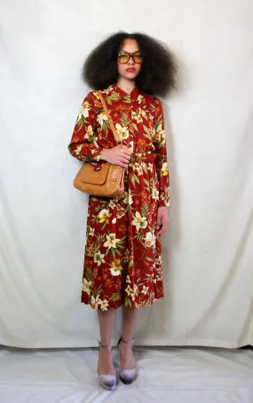 Vintage 1970's Floral Shirt Dress