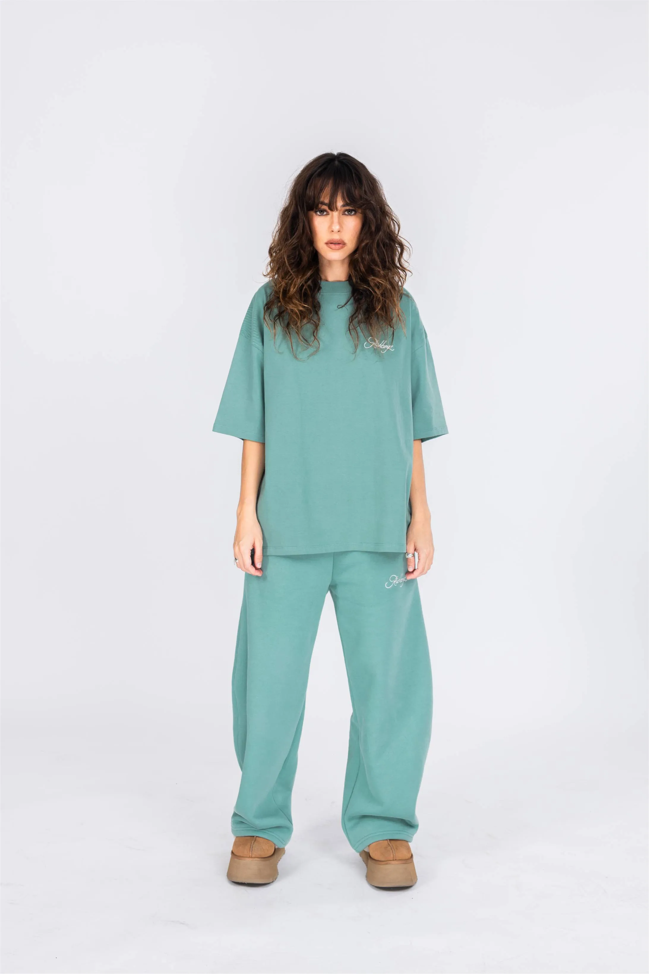 Wide Leg Sweatpants - Jade