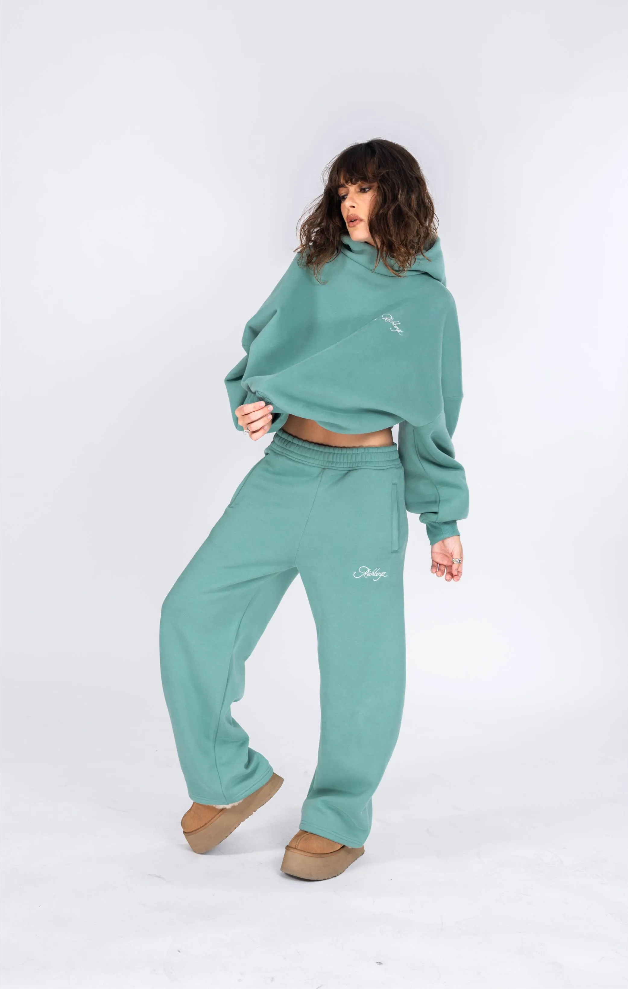 Wide Leg Sweatpants - Jade