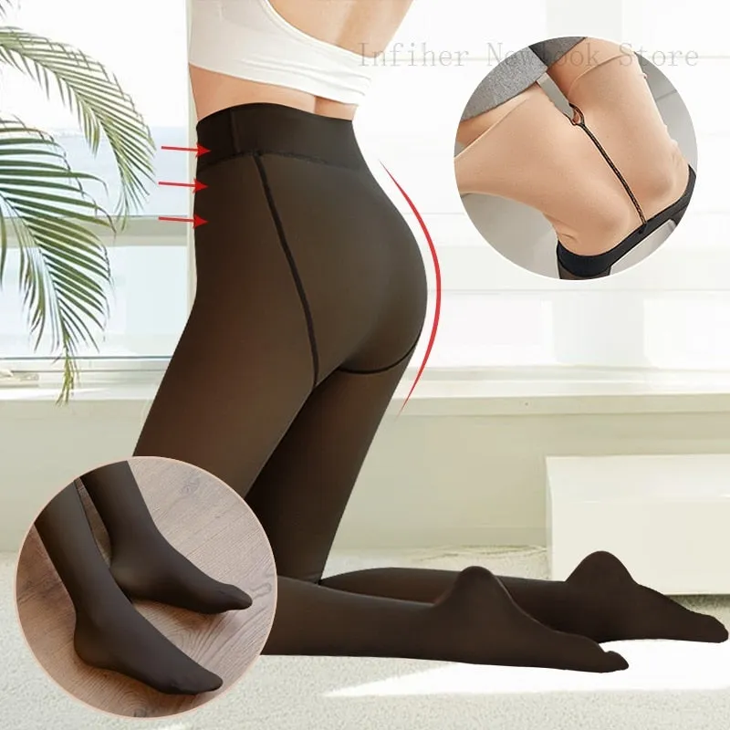 Winter Stocking Warm Fleece Lined Tights Thermal Pants Legging Fake Pantyhose Super Stretch