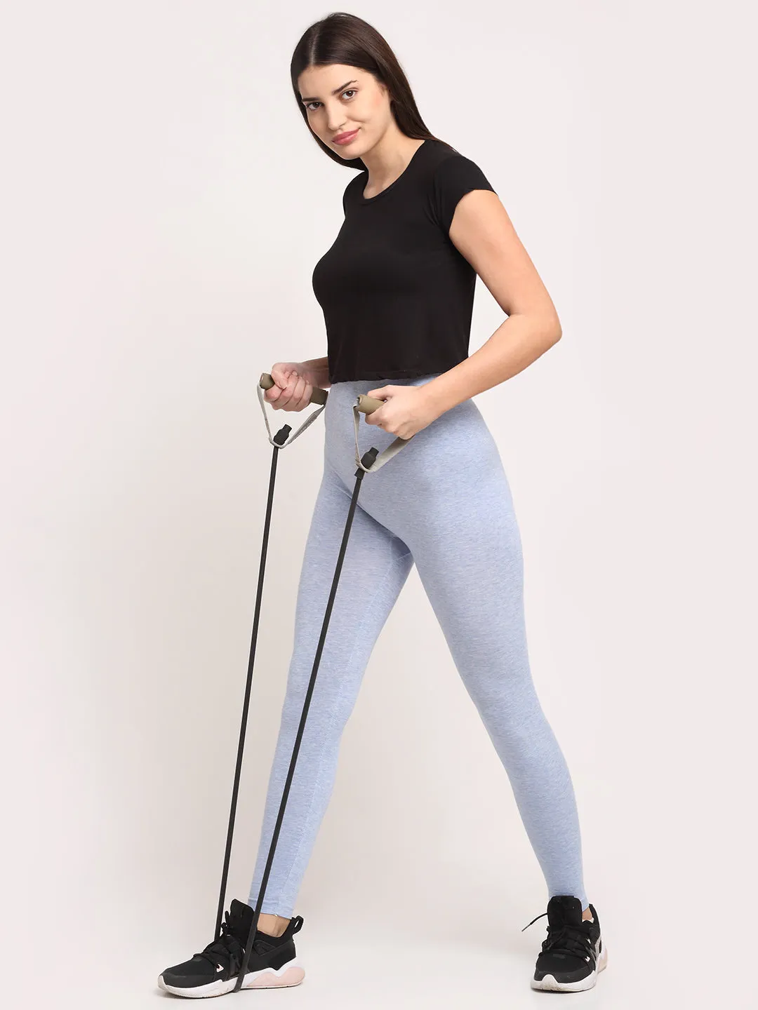 Women Blue Solid Legging