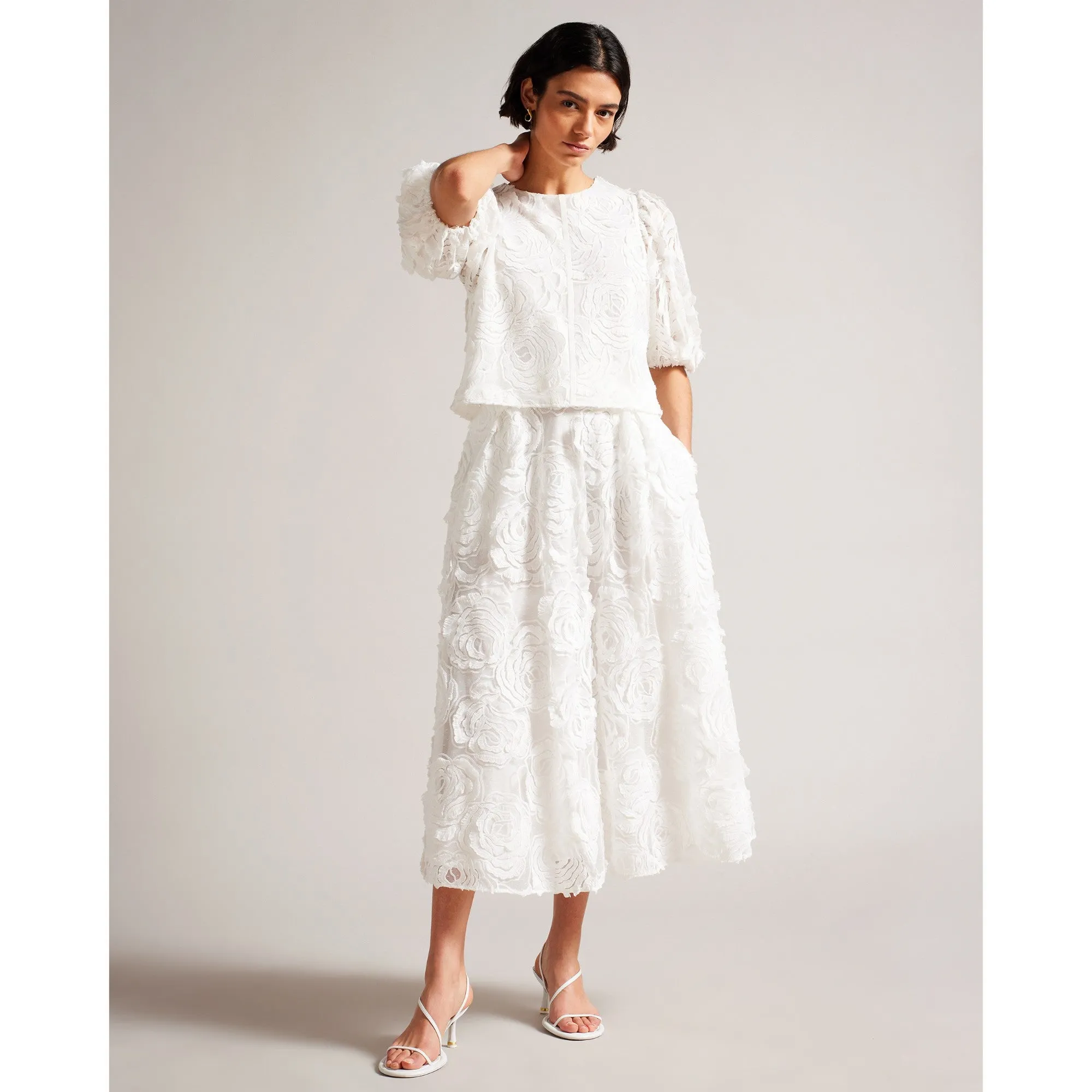 Women Wms-Louelaa-Midi Skirt With Pleats - White