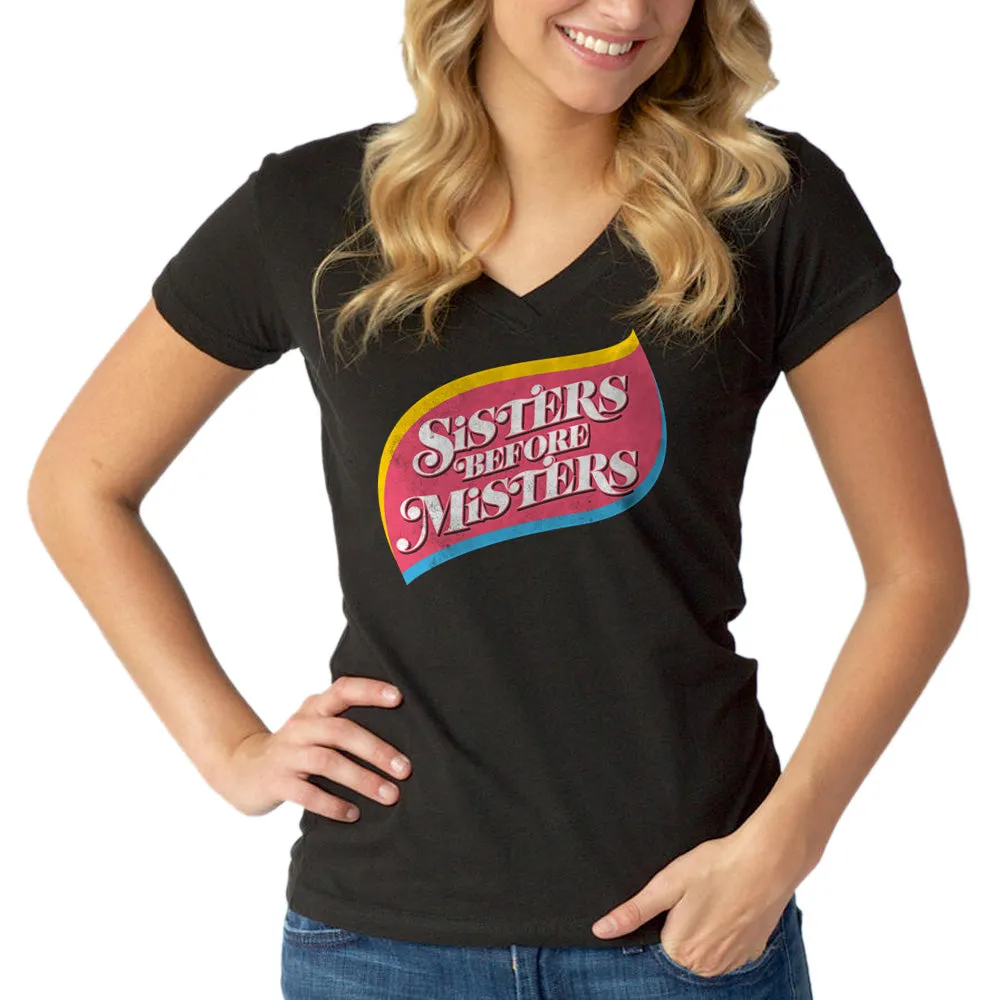 Women's Sisters Before Misters Vneck T-Shirt - Feminist Shirt