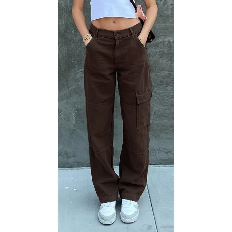 Women's Straight Cargo Pants With Pockets