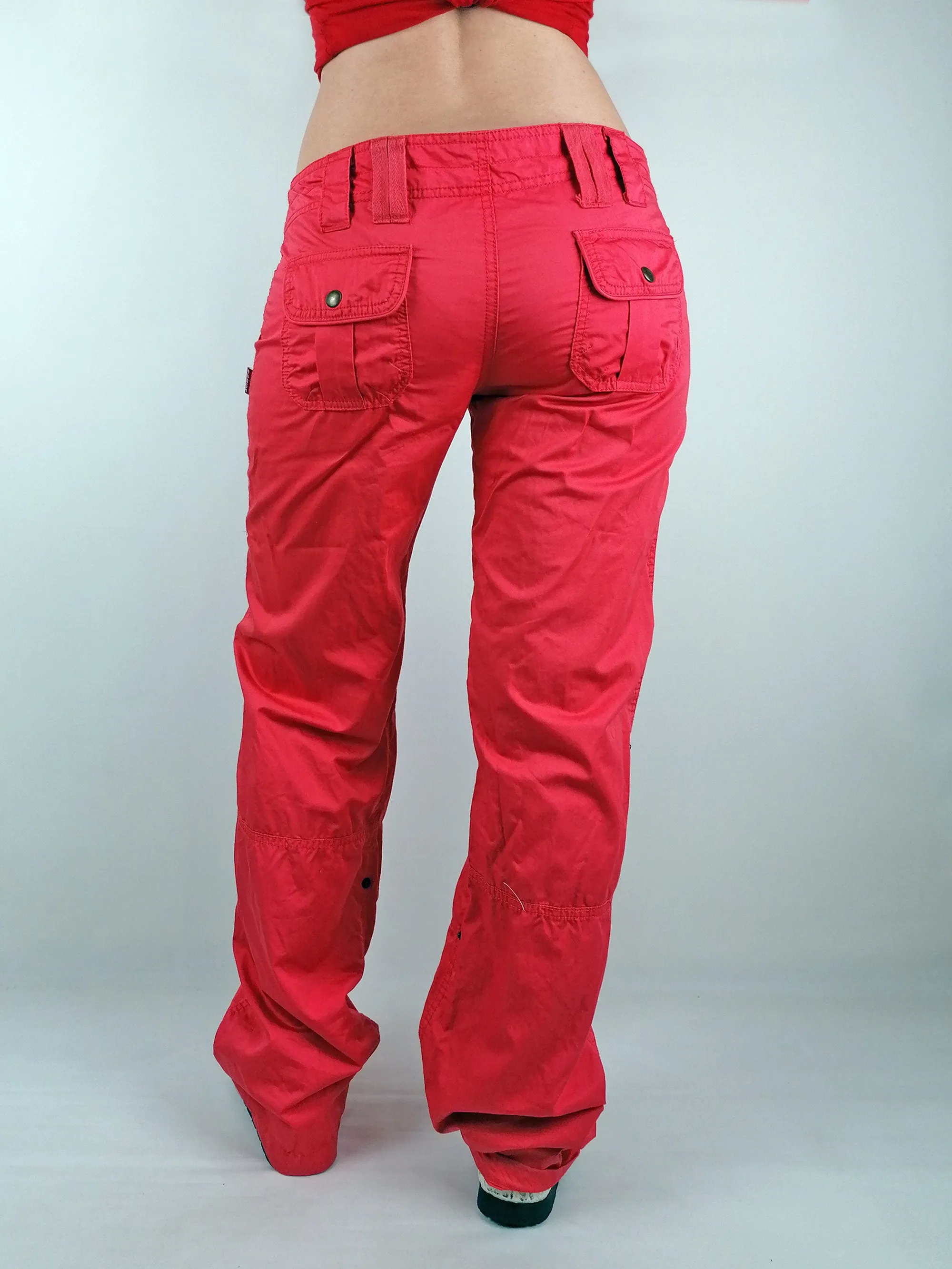 Y2K Soft Shell Low-Waist Pink Cargo Pants - size L